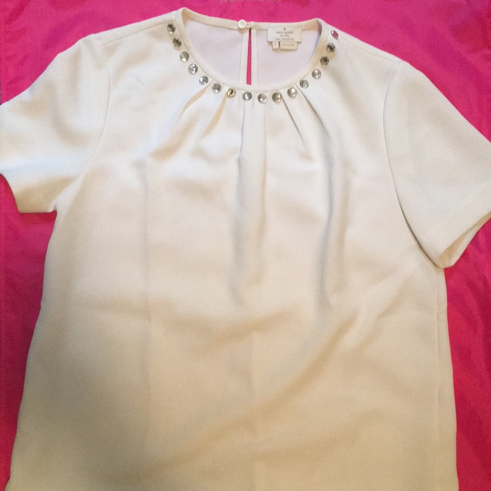 Kate spade embellished short sleeve blouse size 8